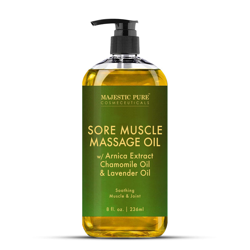 [Australia] - MAJESTIC PURE Arnica Sore Muscle Massage Oil for Massage Therapy - Natural Oil with Lavender and Chamomile Essential Oils - Multipurpose Instant Absorption Full Body Massage Oil - 8 fl. oz 