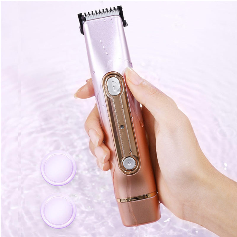 [Australia] - 2 in 1 Bikini Trimmer for Women Dual Head Electric Razor IPX7 Waterproof Wet/Dry Use Women Electric Shaver, Body Facial Hair Remover for Bikini Legs Arm Underarm, Rechargeable 