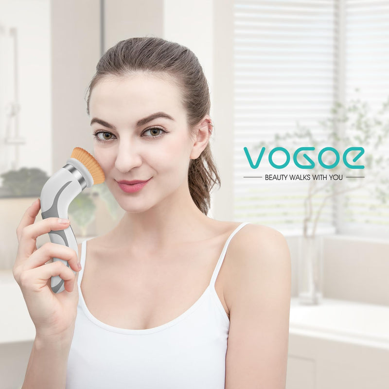 [Australia] - Facial Cleansing Brush-Spin Face Scrubber Exfoliator Rechargeable, 2-Speed Rotation, Electric Face Wash Brushes for Cleansing and Exfoliating, with 2 Brush Heads, Grey 
