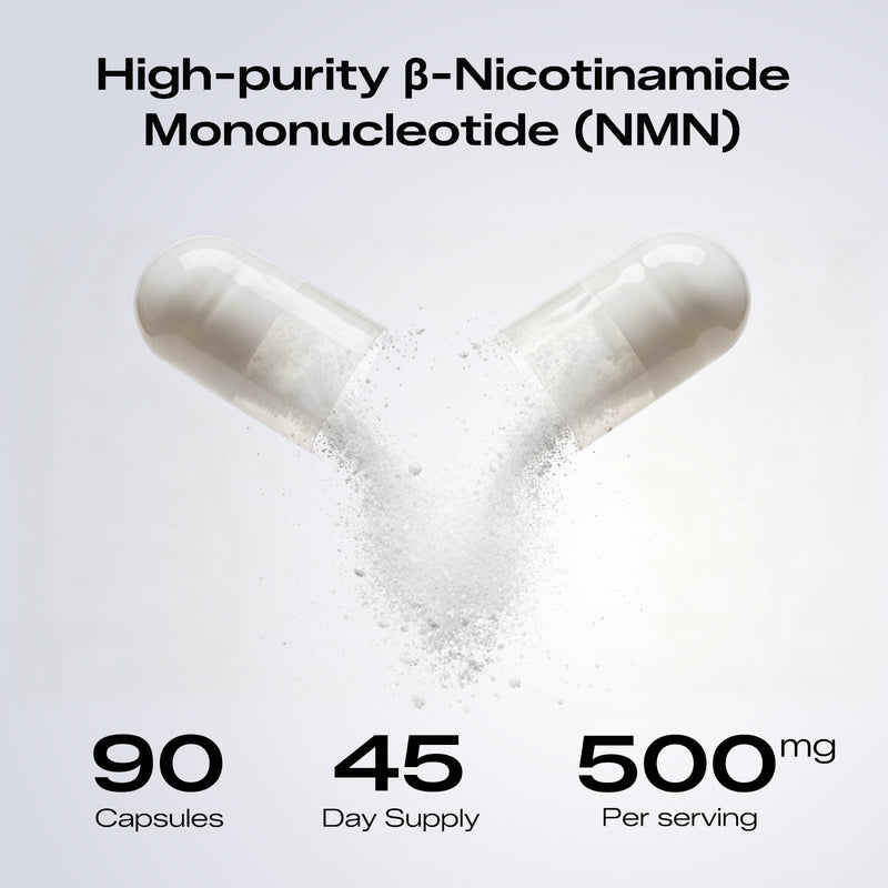 NMN Supplement 500mg - 99% Pure NMN Capsules, 3rd Party Tested High Purity NAD Supplement for Healthy NAD+ Levels & Healthy Aging - 90 Capsules (45 Servings), Made in USA