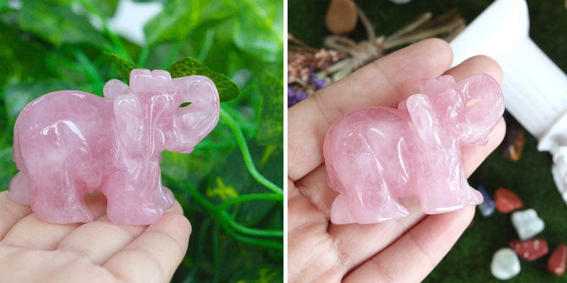 [Australia] - 2" Rose Quartz Elephant Decor Healing Crystal Cute Polished Natural Stone Hand-Carved Big Pink Sculpture Statue Figurines Gemstone Energy Hippie Home Room Office Desk Decoration Gifts for Women Men 1-pink-rose Quartz 