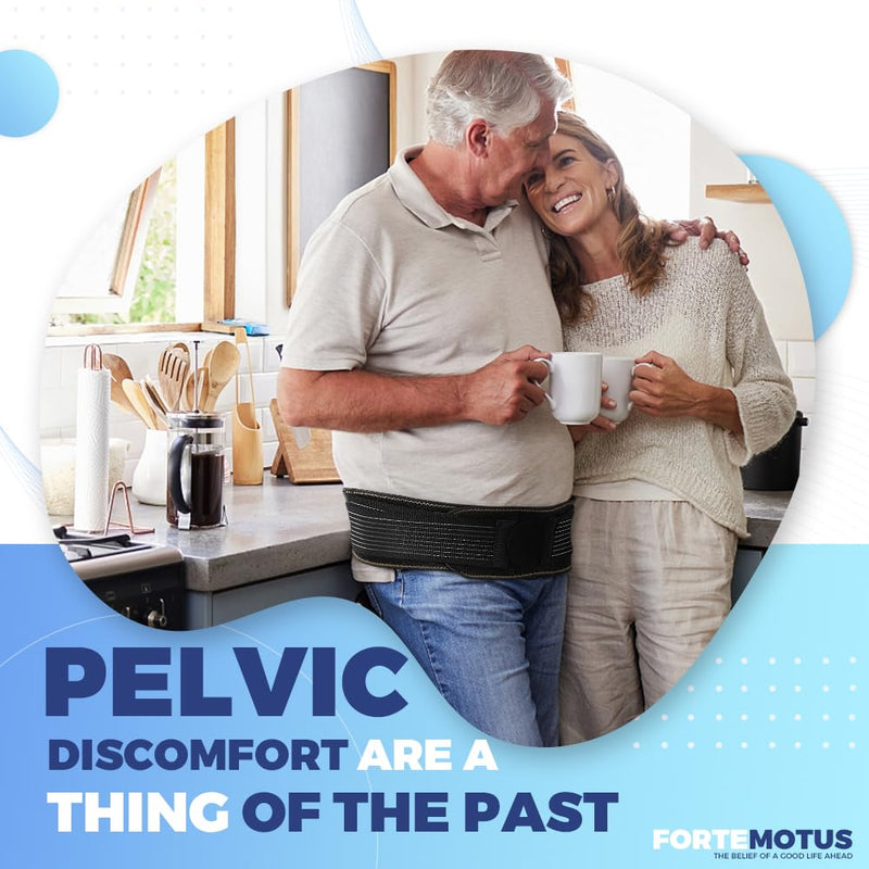 FORTEMOTUS Sacroiliac SI Joint Hip Belt, Lower Back Support Relief from Si Joint, Sciatica, Pelvis, Back Pain, Fully Adjustable Hip Braces for Sacral Nerve, Hip Loc Tilt Up Belts Braces Women and Men Midnight Medium