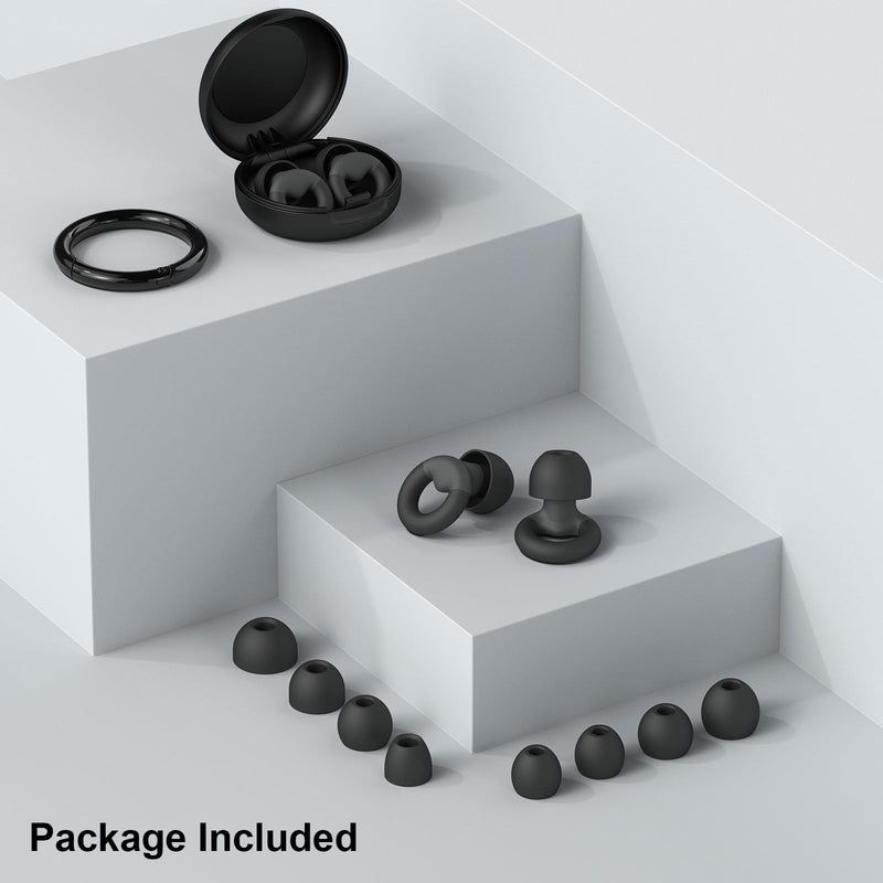 [Australia] - Ear Plugs for Sleeping, 2 Pairs of Reusable Earplugs for Noise Reduction 25dB-30dB with 8 Ear Tips, Soft Hearing Protection Ear Plugs for Concert,Noise Sensitivity, Study & Work Black 