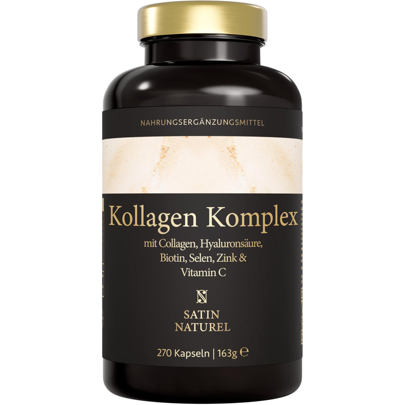 [Australia] - Hyaluronic collagen complex - 270 high-dose capsules - Enriched with biotin, selenium, zinc, vitamin C and bamboo extract for skin, hair and nails - Made in Germany - Satin Naturel 