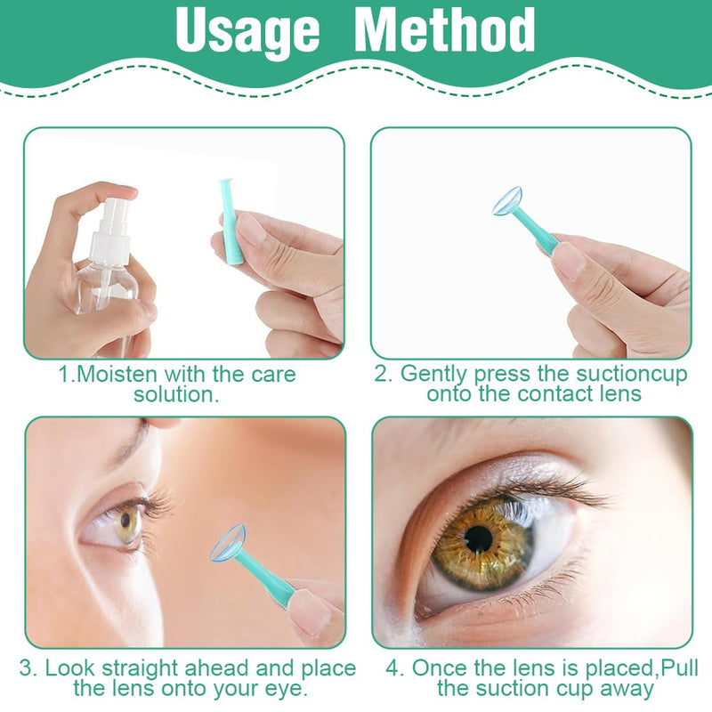 [Australia] - AIYVELU 8pcs Contact Lens Suction Cup, Silicone Contact Lens Remover, Contact Lens Insert Removal Tool, Insertion Aid Contact Lens Suction Cup with Hard Lens Bottle, Green 