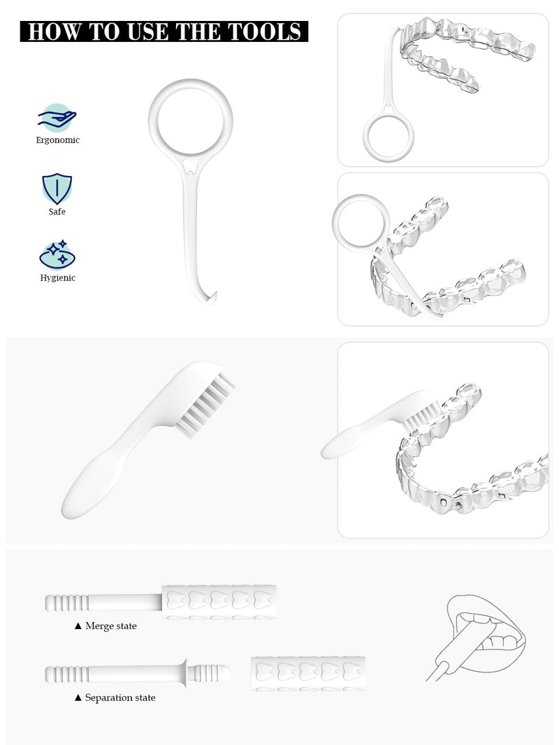 [Australia] - Lammcou Braces box, portable, denture container, denture box, dentures container box with mirror and tools for dental splints, braces, sports mouth guard, dentures, cleaning and storage 