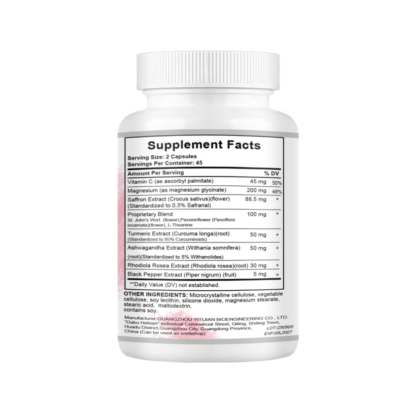Calm Moon Capsules - Saffron Extract Supplement for Mood Support & Calm Energy – 8-in-1 with Ashwagandha & Magnesium – High Absorption Formula for Focus & Balance - 90 Vegan Capsules