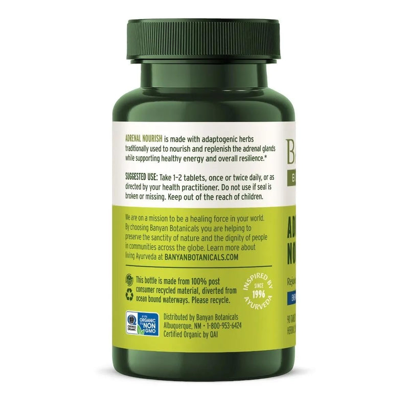 [Australia] - Banyan Botanicals Adrenal Nourish – Organic Adaptogen Supplement - Adrenal Support for Natural Energy with Organic Ashwagandha, Gokshura & Guduchi* – 90 Tablets – Non-GMO, Sustainably Sourced, Vegan 