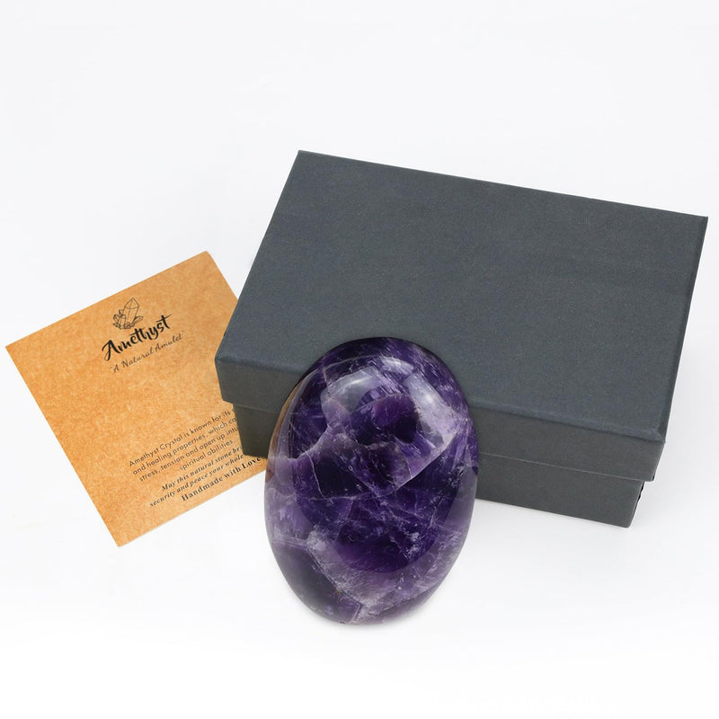 [Australia] - MAIBAOTA 2.4" Amethyst Crystal Healing Crystals Amethyst Stone 0.7" Thick Crystals and Healing Stones Natural Reiki Gemstone Worry Stone Energy Balancing Anxiety Stress Relief Meditation 1 Pc E-amethyst 