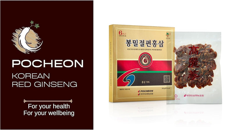 Pocheon 300g, 6Years Sliced Korean Panax Red Ginseng Root with Honey, Natural Immune Support