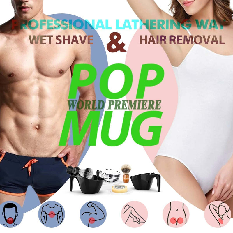 [Australia] - Anbbas badger hair shaving brush with 100g shaving soap bar and foaming Way POP cup A5 melamine, foaming set for men, wet shaving, women, girls, hair removal dark green 