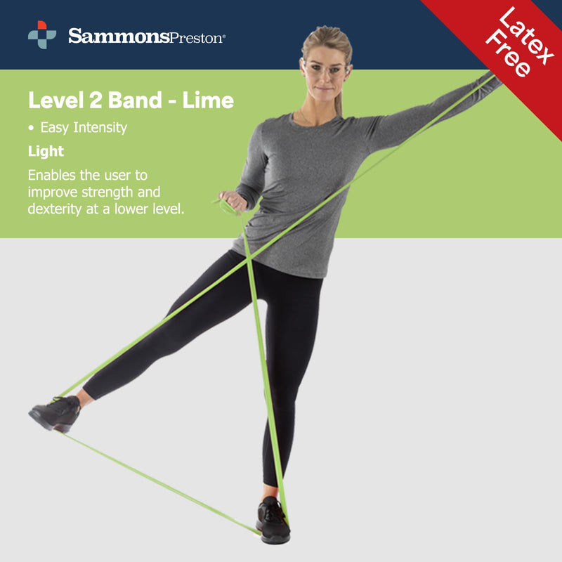 [Australia] - Sammons Preston Resistance Bands for Working Out, Non-Latex Exercise Bands, Resistance Bands for Physical Therapy, Improve Strength & Flexibility, Stretch & Tone Major Muscles, 5pk 