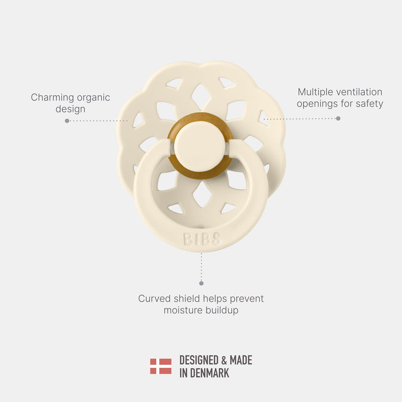 [Australia] - BIBS Boheme Soother 4-Pack | BPA Free Dummy Pacifier Round Nipple | Natural Rubber Latex | Made in Denmark | Size 6-18 Months | Dusky Lilac Mix Size 2 | 6+ Month 