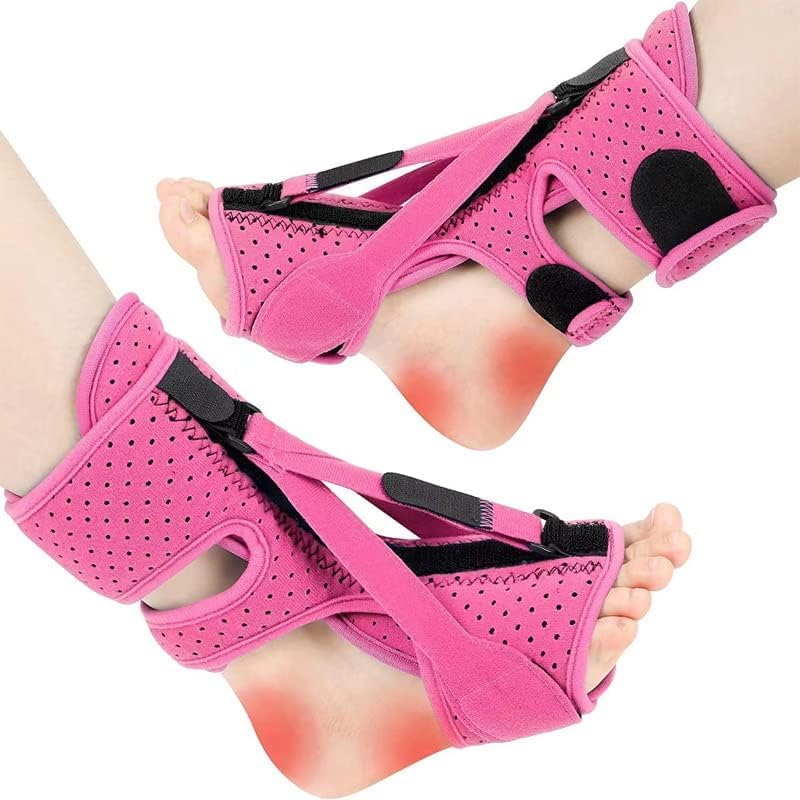 Plantar Fasciitis Night Splint with 3 Adjustable Straps & Fasciitis Socks, Pain Relief Foot Drop, Heel Spur, Achilles Tendonitis Day&Night, Comfortable Brace Women (Pink) Pink