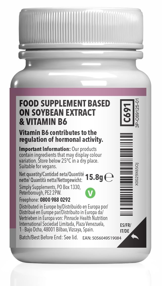 SOYA Isoflavones | Supports Hormonal Balance with Vitamin B6 | Potent Daily Formula | Vegan and Vegetarian Friendly | 120 Tablets = 2 Months’ Supply | Manufactured in The UK Unflavoured 1 count (Pack of 120)