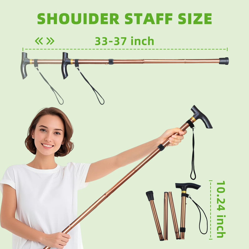 Shoulder Pulley for Physical Therapy, Foldable Shoulder Wand Rotator Cuff Rehab – Portable & Shoulder Reliever with Hook, Lightweight Stretching Tool – Durable Shoulder Exercise Equipment (Gold) Gold