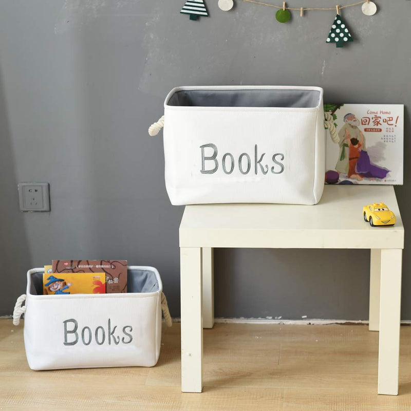 [Australia] - INough Book Basket for Kids Room, Book Storage Basket Book Organizer for Nursery Room Classroom Library Book Storage Box Collapsible Book Bins with Drawstring Closure for Cartoon Book Reading Books Large (Pack of 1) 