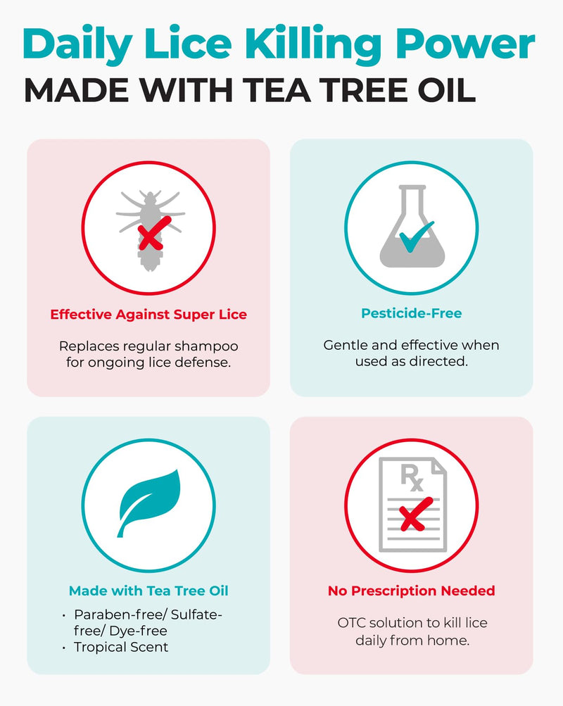 [Australia] - Vamousse Lice Defense Daily Shampoo, Kills Super Lice, Detects & Prevents Infestation, No Parabens, Sulfates or Dyes, Includes Tea Tree Oil & Eucalyptus, Family Size (13.5 Oz) 8 Fl Oz (Pack of 1) 