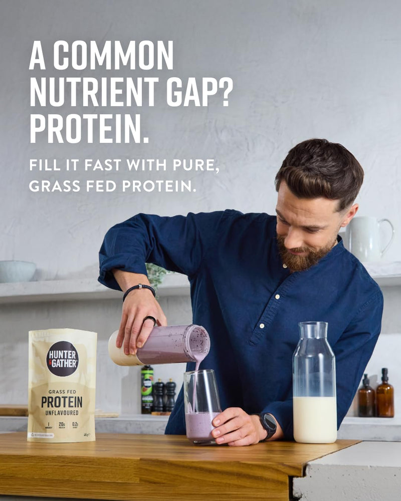 Hunter & Gather Grass Fed Beef Protein Powder 400g | 20g Protein per Serving | No Artificial Sweeteners or Fillers | Lean Muscle Growth | Dairy Free | Naturally Easy to Digest Unflavoured