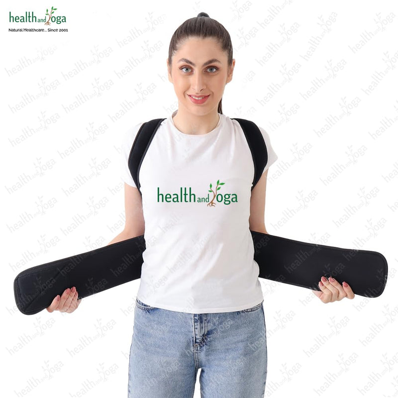 HealthAndYoga™ Posture Corrector Belt for Men and Women – Improved Posture Support Brace with Padded Cervical Support Guide, Fully Adjustable Shoulder Straps and – Improved Gait and Back Pain Relief (SPL) SPL