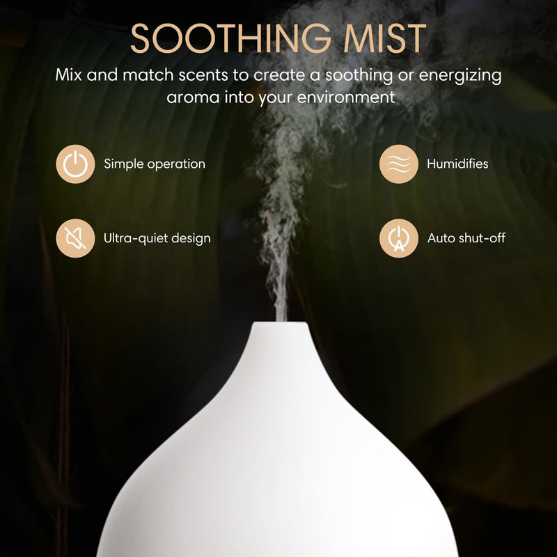 [Australia] - SALKING Essential Oil Diffuser, 100ml Small Aromatherapy Diffuser with Auto Shut-Off Function, Ultrasonic Diffusers for Essential Oils, Cool Mist Humidifier with Warm White Lights, for Office Home White + Wooden Grain 