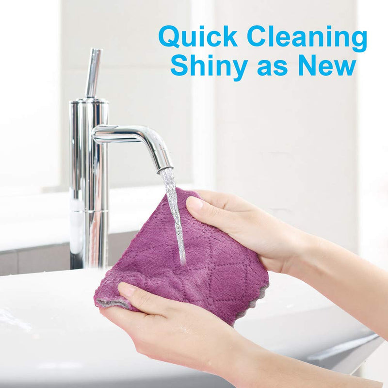 [Australia] - 12PCS Kitchen Towels Dish Towels, Multipurpose Reusable Dish Cloths, Double-Sided Microfiber Cleaning Rags for Furniture, Car, Tea, Bowl, 10x 6 inch 