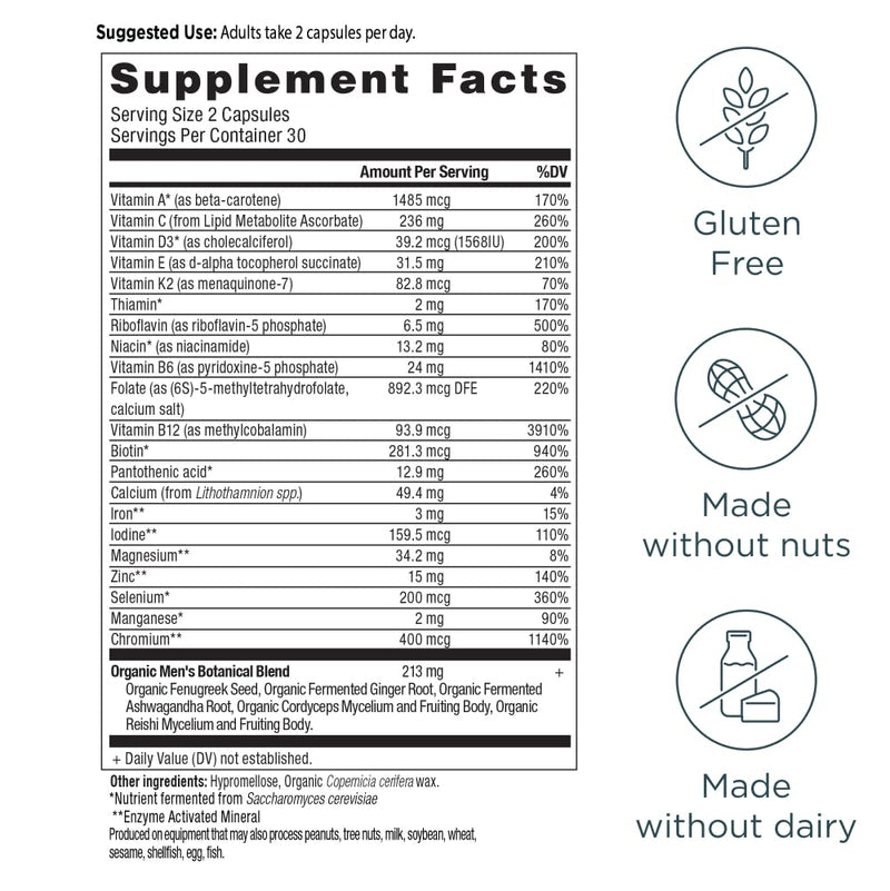Ancient Nutrition Men's Fermented Methylated Multivitamin 60 Count