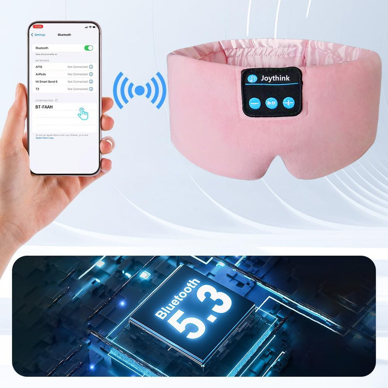 [Australia] - Sleep Mask Bluetooth 5.4 Headphones Soft Wireless Headband Eye Mask Blackout with Microphone (Pink) Pink 