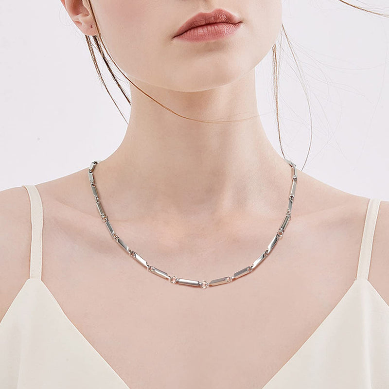 [Australia] - JEROOT Titanium Steel Magnetic Necklace for Women Men Unisex, 6 Ultra Strength Column Magnetic Necklace for Neck Shoulder and Back, Necklace with Jewelry Gift Box B-Silver 