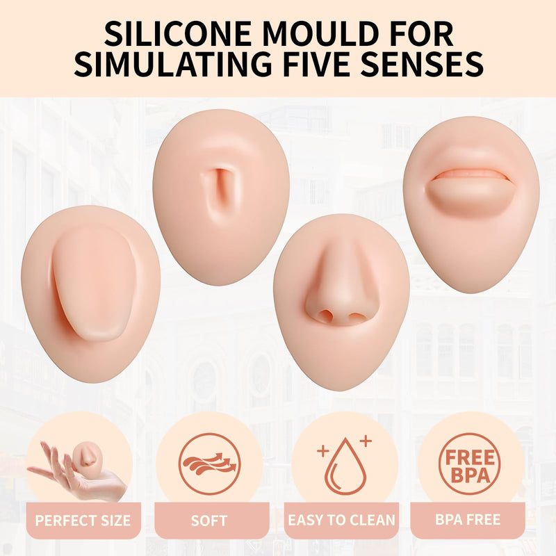 [Australia] - Piercing Kit Silicone Model Body Part Displays Set, 8pcs Soft Body Piercing Practice Model Kit with Display Holder,Soft Fake Tongue Mouth Nose Eye Navel Ear 5D Model Training Tool Kit for Piericng 