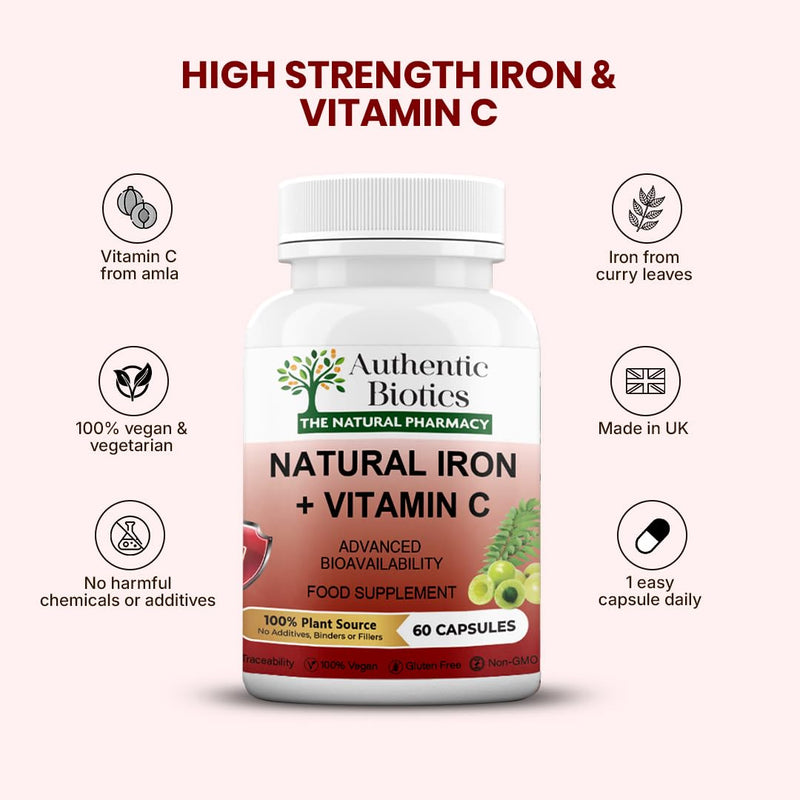 Iron & Vitamin C Supplement | 60 Vegan Capsules | Plant-Based Iron from Curry Leaves & Vitamin C from Amla | Supports Energy, Immunity & Reduces Tiredness | 4 Month Supply 2