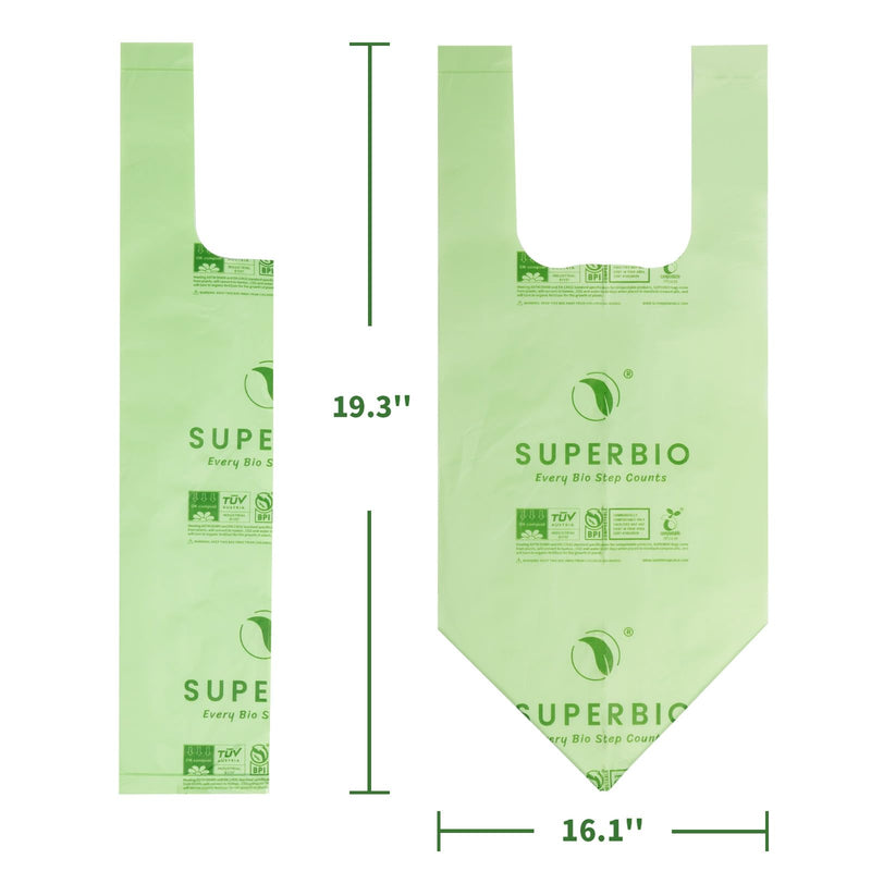 [Australia] - SUPERBIO 1.6 Gallon Compostable Handle Tie Food Waste Bags, 50 Count, 6 Liter, Small Bags for Countertop Bin US BPI & Europe OK Compost Home Certified 1.6 Gallon, 50 Count 