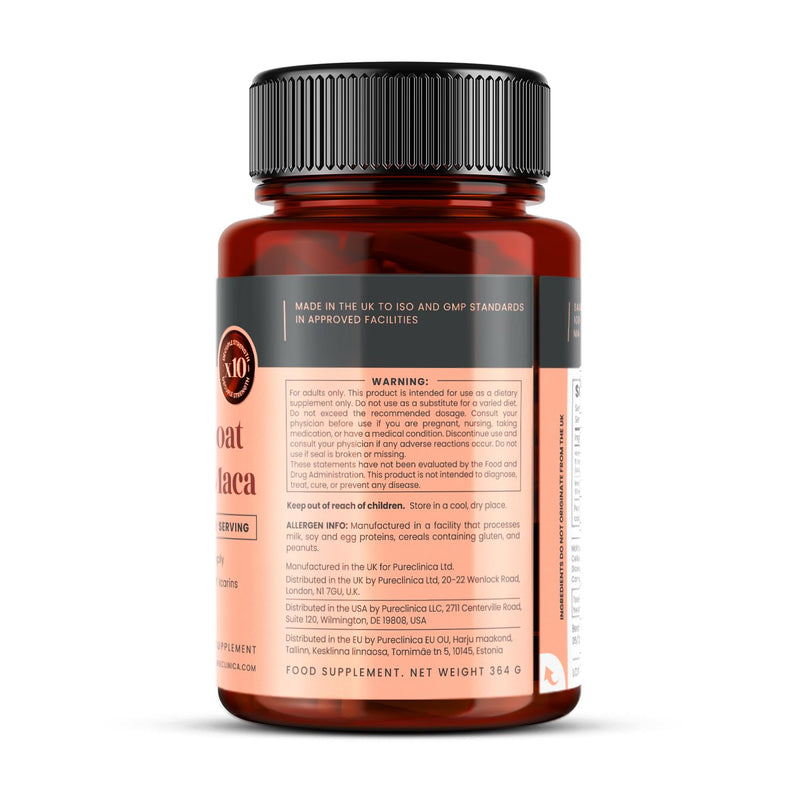 [Australia] - pureclinica 10X Horny Goat Weed & Maca Extract 6250mg x 180 Tablets (6 Months Supply) -10 X More Icariins - w/5mg Black Pepper Extract for 300% Increased Absorption 180 Count (Pack of 1) 