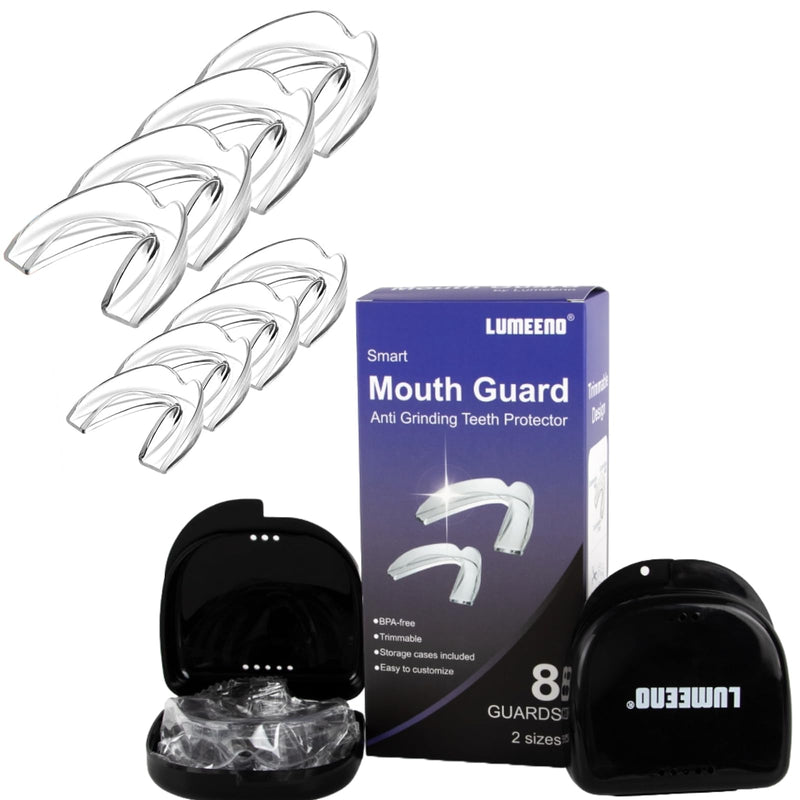 [Australia] - Anti Grinding Teeth at Night Guards (2) Sizes (8-Pack) and 2 Travel Cases Trimmable Design Custom Fit Mouth Guard for Grinding Teeth at Night Guards for Teeth Grinding Mouth Guard for Teeth Clenching 