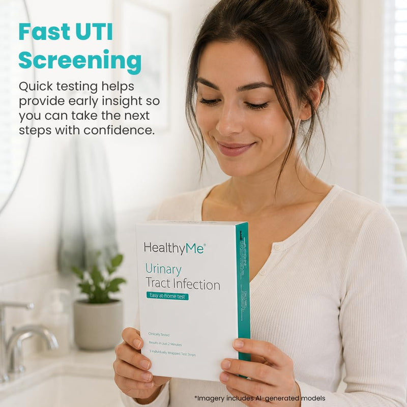 HealthyMe Urinary Tract Infection (UTI) Test Strips | 3 Individually Pouched, Self-Testing Strips, Accurate, Easy to Read, Results in 2 Minutes, Clinically Tested