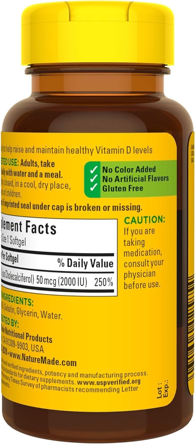Nature Made Vitamin D3 2000 IU Liquid Softgels 90 ea (Pack of 3) 90 Count (Pack of 3)