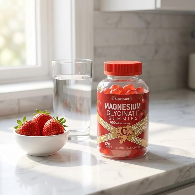 Magnesium Glycinate Gummies 600mg, Sugar Free Magnesium Gummies for Adults | High Absorption Magnesium Supplement, Chewable Potassium Supplements for Body Support, Zzz and Relaxation, 120 Count Raspberry 120 Count (Pack of 1)