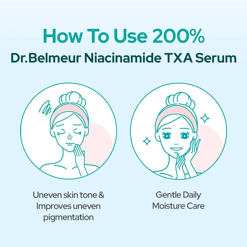 Dr. Belmeur Niacinamide/TXA Glow Serum (1.01fl oz) | Korean Skincare Radiance Serum with Niacinamide, Tranexamic Acid & Vitamin B12 for Balanced, Healthy-Looking Skin, Dark Spot