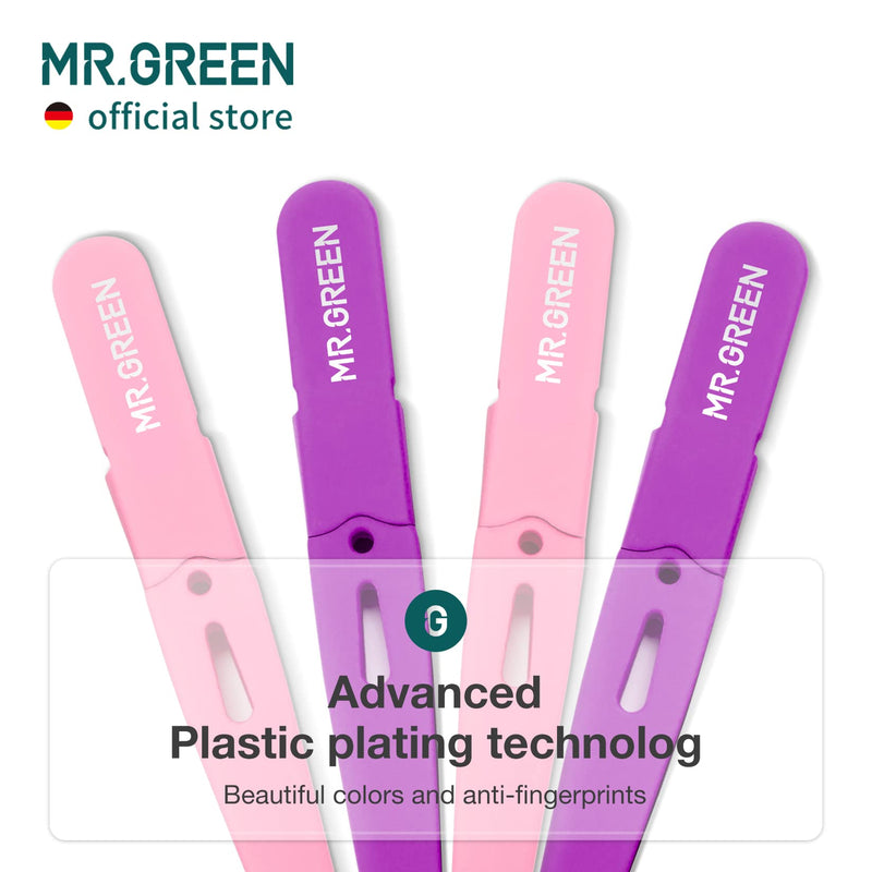 MR.GREEN Eyebrows Tweezers Colorful Beauty Fine Hairs Puller Makeup Tools Stainless Steel Slanted Eye Brow Clips Removal (Pink) Pink