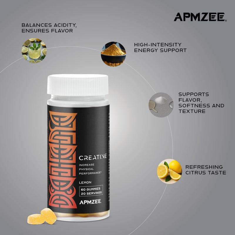 Creatine Gummies 3000mg | 60 Gummies | Lemon Flavour Creatine Monohydrate | Creatine Gummies for Strength, Power & Gym Performance | Alternative to Creatine Powder or Creatine Tablets