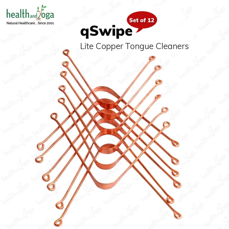 [Australia] - HealthAndYoga™ qSwipe Lite Copper Tongue Cleaners - Disposable Metal Tongue Scrapers Bulk Pack - Relief for Bad Breath and Oral Hygiene (Set of 12) 12 Count (Pack of 1) 