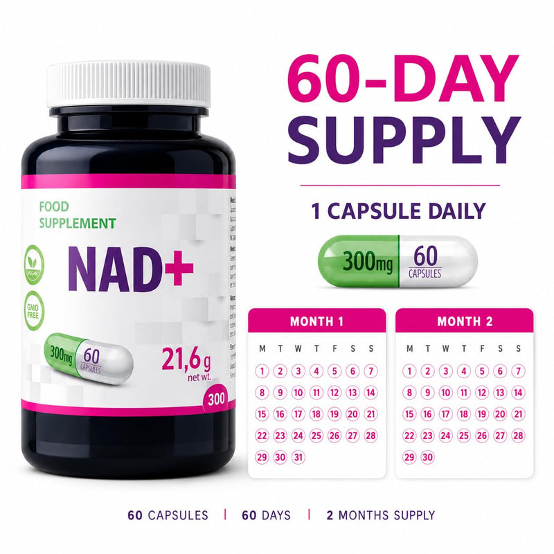 Hepatica NAD+ Nicotinamide Riboside 300mg | 60 Vegan Capsules | 2-Month Supply | Single Ingredient | 3rd Party Lab Tested
