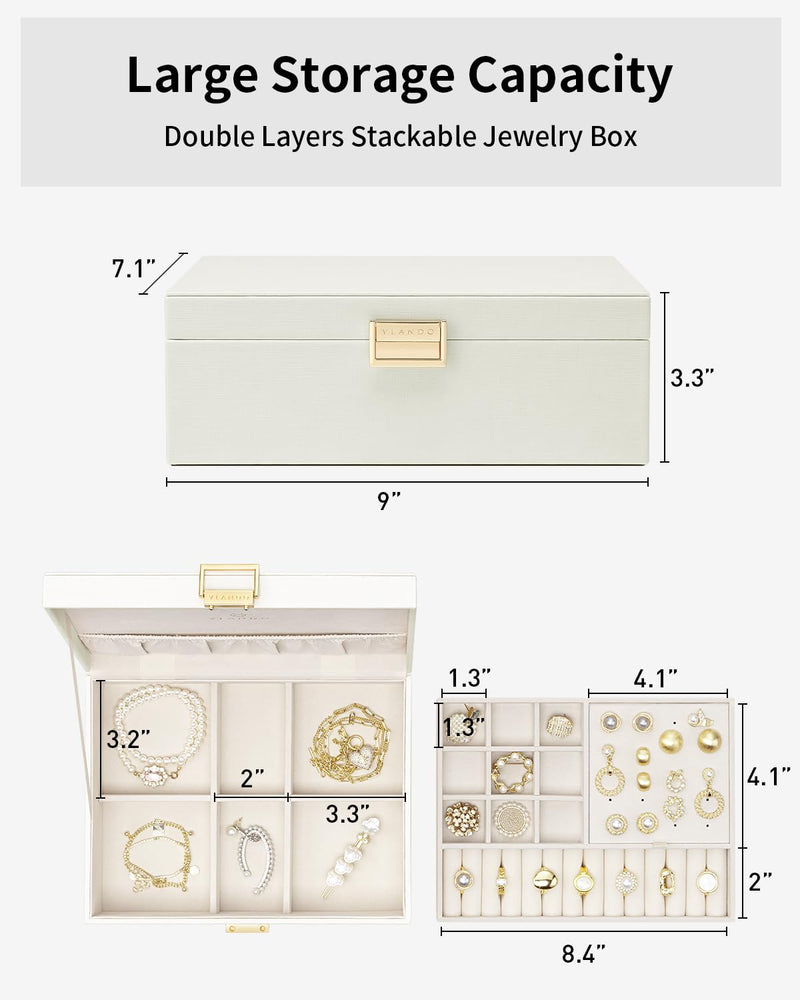 Vlando Jewelry Box for Women & Travel Makeup Bag