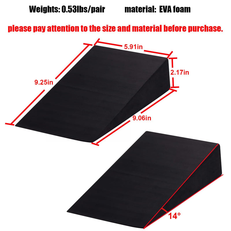[Australia] - Squat Wedge Block Non-Slip Slant Board Calf Stretcher, 2pcs Ankle Knee Leg Stretcher, Heavy Duty Incline Ramp for Heel Elevated Squat, ATG Split Squat, deadlift, Lunge, Yoga, Pilates, Physical Therapy Ethylene Vinyl Acetate (EVA) 
