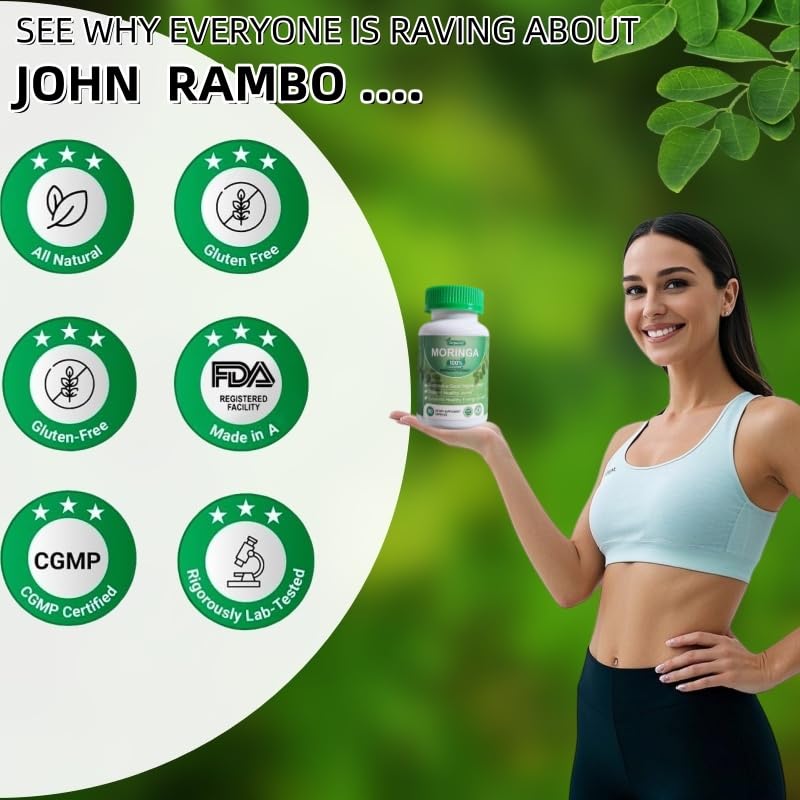 2 PCS Moringa Capsules,90 Capsules 800mg Non-GMO and Gluten Free,Moringa Powder Capsules Supplement Supports Energy, Joint & Immunity & Gut Health