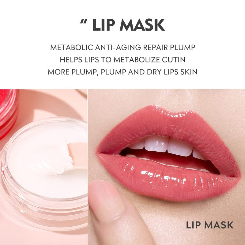 [Australia] - Lip Care Kit, Hydrating Lip Glow Oil, Moisturizing Lip Mask, Exfoliating Lip Scrub, 3 Pcs Lip Care Plumping Makeup Set for Shiny and Nourishing Lips, Dry Lips Treatment Peach Set 