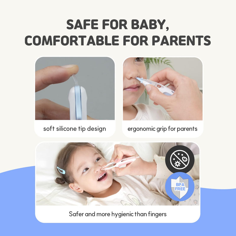 [Australia] - HubiBaby 3 in 1 Baby Nose Cleaning Tweezer Booger Remover and Baby Ear Wax Removal Tool with Soft Silicone Dual Ear Wax and Safe Nasal Picker for Newborns Infants & Toddlers Blue 
