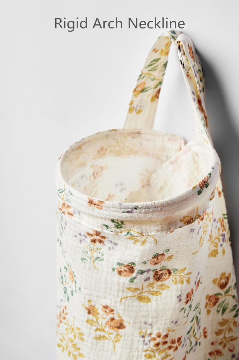 [Australia] - insular Muslin Nursing Cover for Breastfeeding, Breathable Privacy Nursing Covers with Arch Neckline for Mom, Soft Cotton Multi-use Nursing Apron, Khaki 