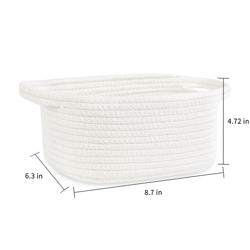 [Australia] - ABenkle Small Storage Basket, Mini Baby Basket, Cute Tiny Cotton Rope Woven Easter Basket,Shelf Basket, Boho Decorative Toy Dog Cat Basket for Nursery, Kids Room, Spa, Empty Gift Basket - XS, White 
