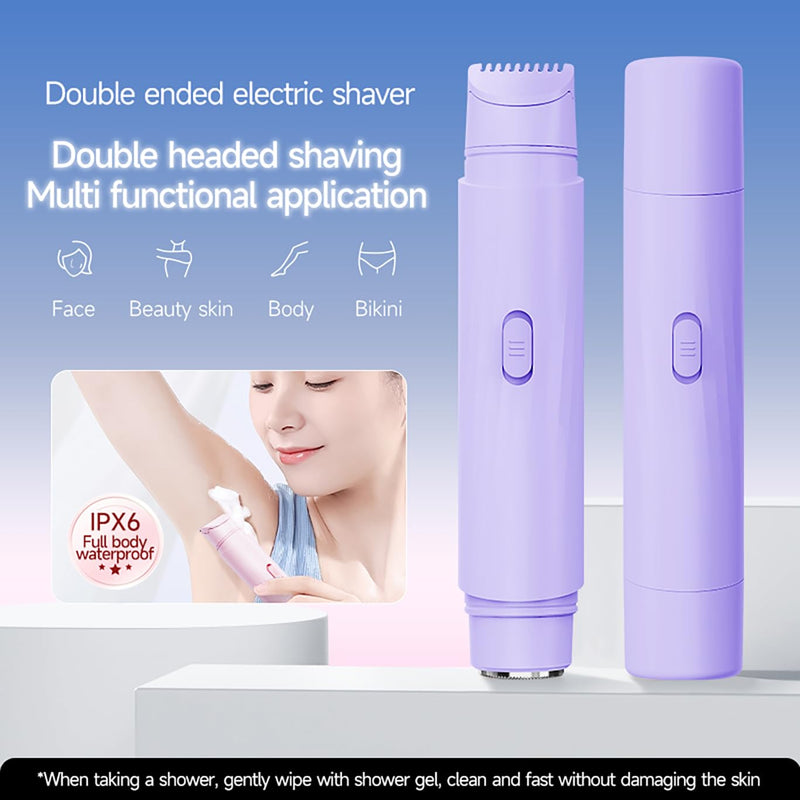 [Australia] - New Pinsliee Electric Razors for Women, Glowhave Double Headed Bikini Trimmer, Body Hair Shaver, Travel Razors for Women, Suitable for Underarms, Legs, Arms,Face (Pink Purple) Pink Purple 